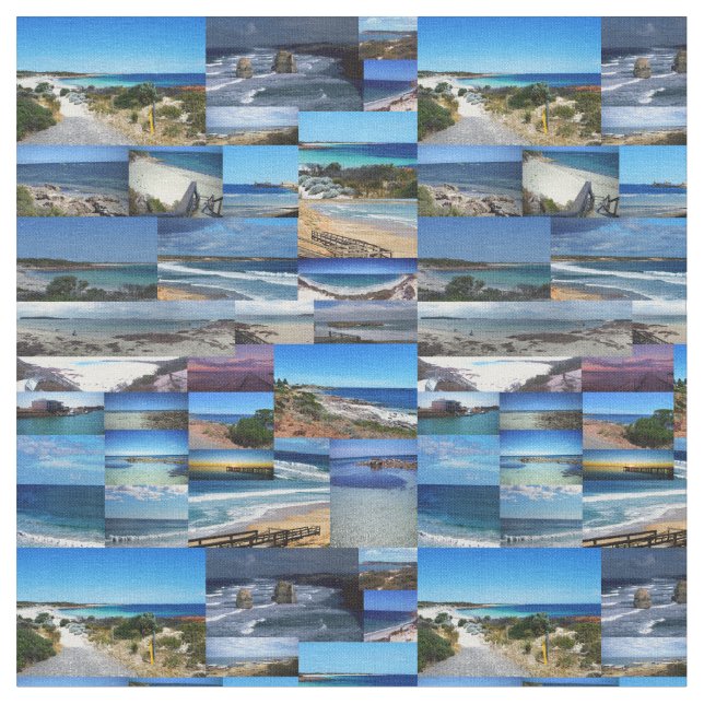 Beaches In Australia Photo Collage, Fabric (Close Up)