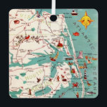 Beaches of the Outer Banks  Metal Tree Decoration<br><div class="desc">Great vintage postcard map of the Outer Banks repurposed on an ornament.</div>