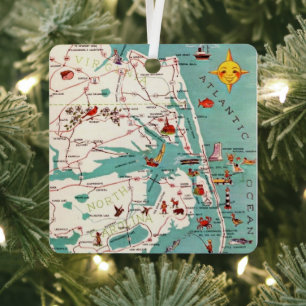 Beaches of the Outer Banks  Metal Tree Decoration