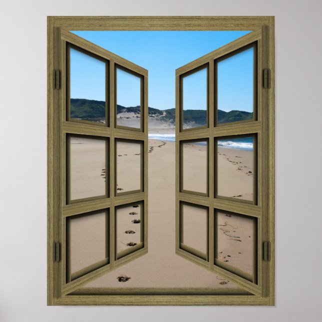 Beachfront 6 Pane Open French Door Poster (Front)
