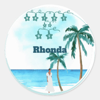 Beachfront Belle Wedding Design Classic Round Sticker