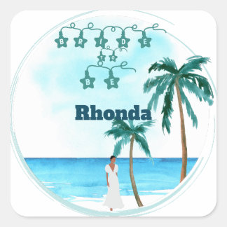 Beachfront Belle Wedding Design Square Sticker