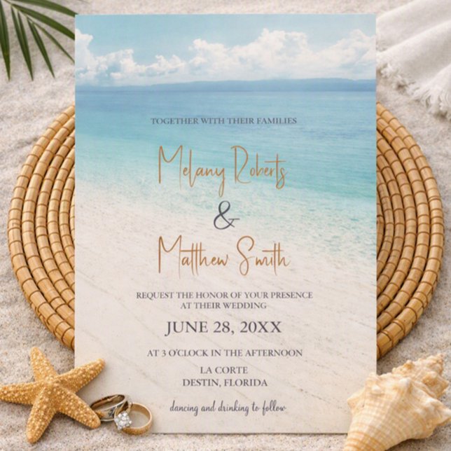 Beachfront Ocean Seaside Wedding Invitation (Creator Uploaded)