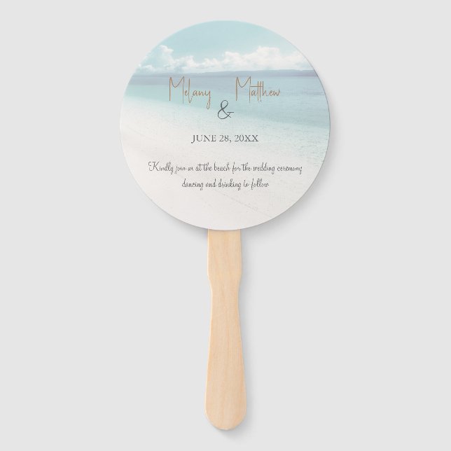 Beachfront Ocean Seaside Wedding Set of Fans (Front)