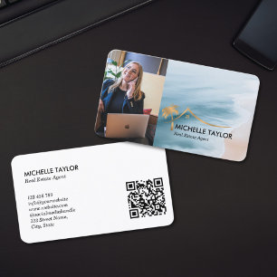 Beachfront Property Real Estate Realtor Photo QR Business Card