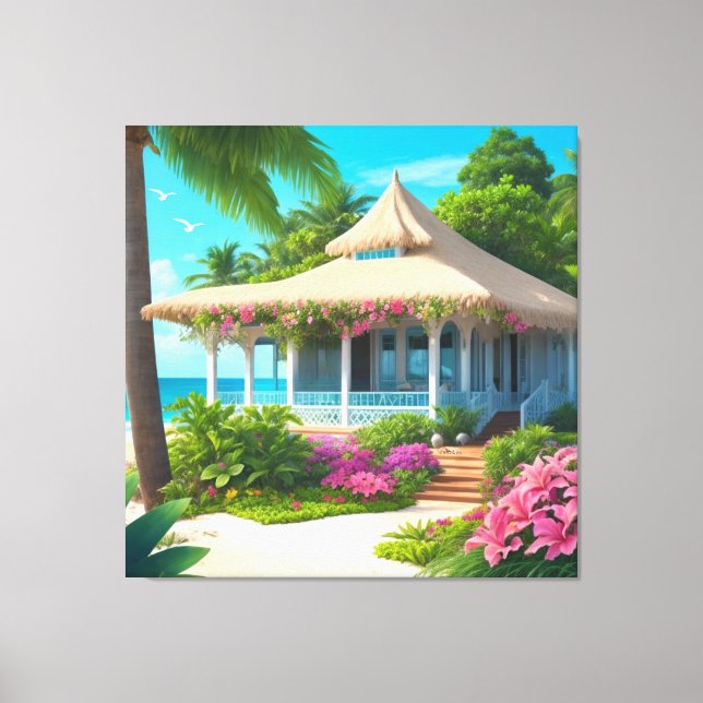 Beachhouse with Ocean View  Canvas Print (Front)