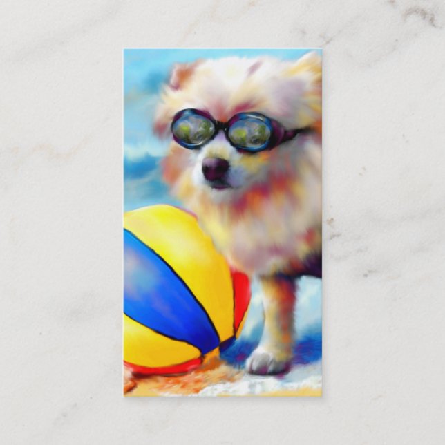 Beachin' (Pomeranian) Business Cards (Front)