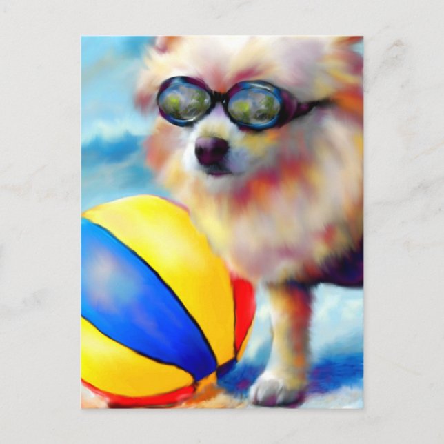Beachin' (Pomeranian) Postcard (Front)
