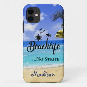 Beachlife No Strife quote summer palm tree water T Case-Mate iPhone Case