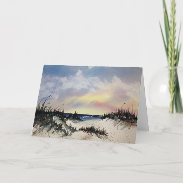 Beachscape Watercolor Art Greeting Card (Front)