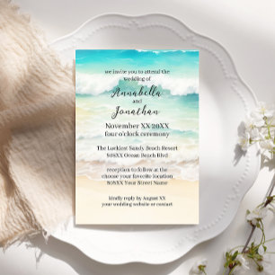 Beachscape Waves on a Sandy Beach Wedding Invitation