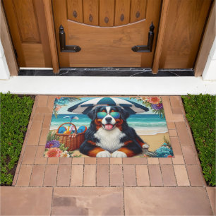 Beachside Bernese Bliss: Cool Dog with Sunglasses Doormat
