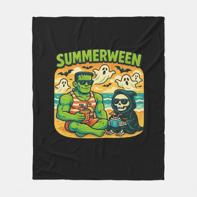 Beachside Boogeymen - Retro Summerween Vibes Class Fleece Blanket (Front)