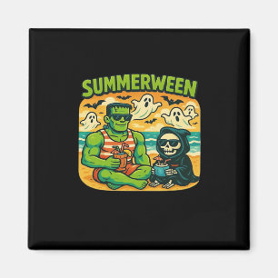Beachside Boogeymen - Retro Summerween Vibes Class Magnet