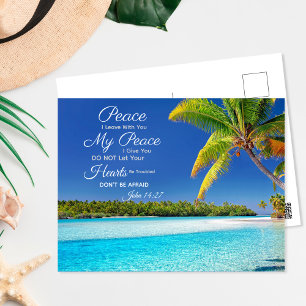 Beachside Cook Island - John 14:27 Bible Verse Postcard