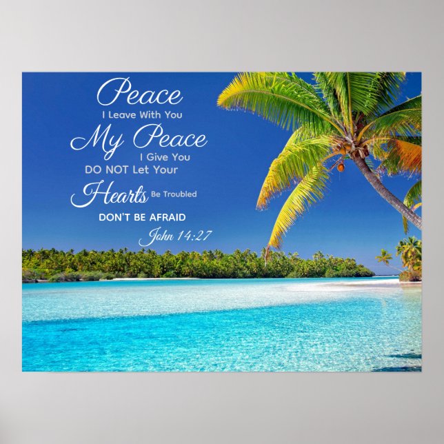 Beachside Cook Island - John 14:27 Bible Verse Poster (Front)