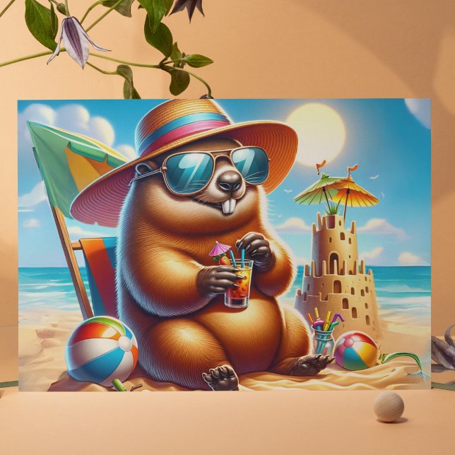 Beachside Groundhog Holiday Postcard (Creator Uploaded)