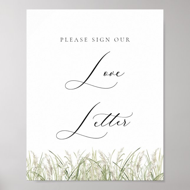 Beachside Pampas Grass Love Letter Poster (Front)