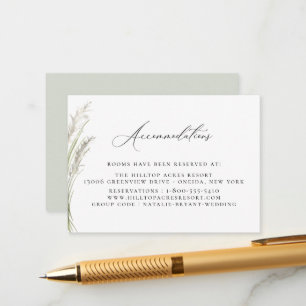 Beachside Pampas Grass Wedding Accommodations  Enclosure Card