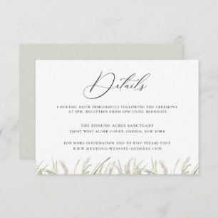 Beachside Pampas Grass Wedding Details Invitation
