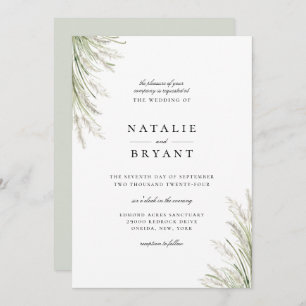 Beachside Pampas Grass Wedding Invitation