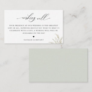Beachside Pampas Grass Wedding Wishing Well Enclosure Card