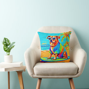 Beachside Pup: Surfing Charm Cushion