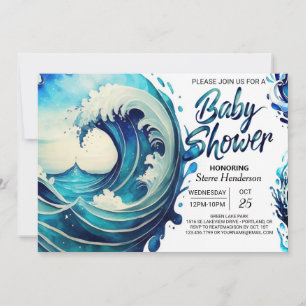 Beachside Waves Chic Baby Shower Invitation