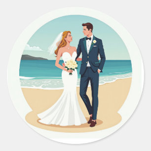 Beachside Wedding Couple Sticker