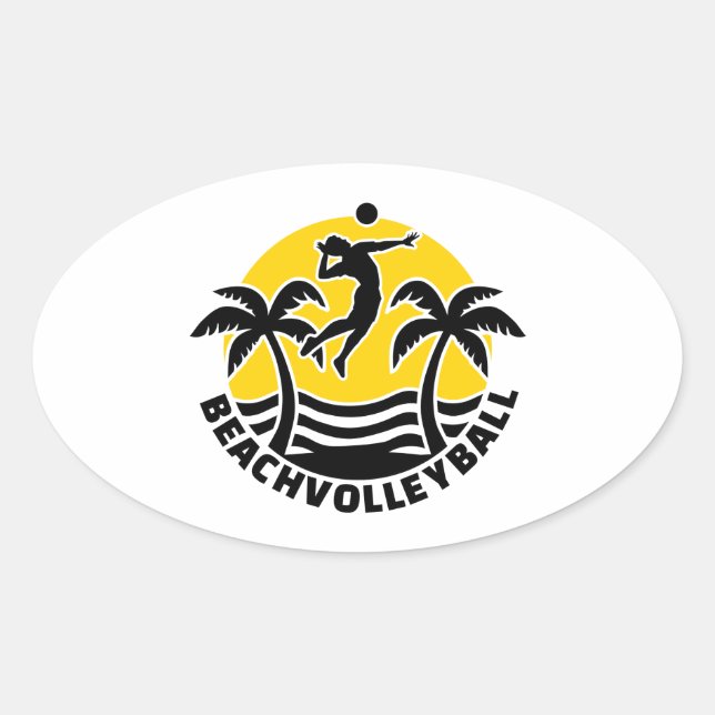 Beachvolleyball palms sun oval sticker (Front)