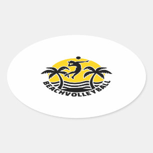 Beachvolleyball palms sun oval sticker