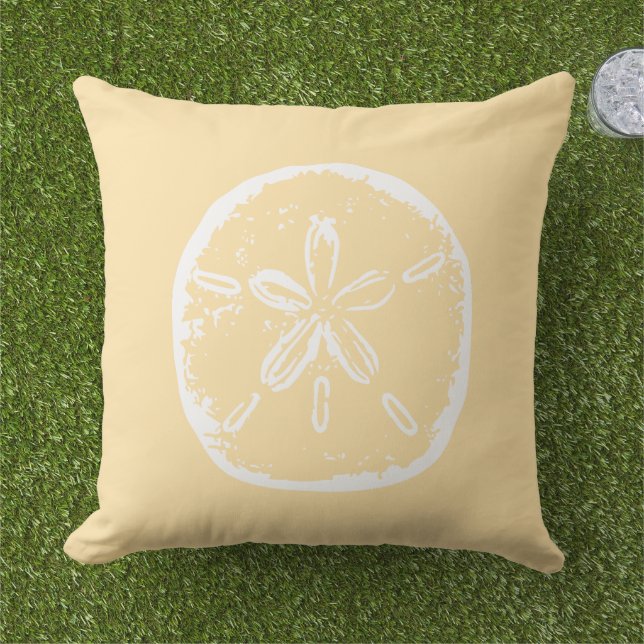 Beachy beige and white sand dollar shell cushion (Grass)