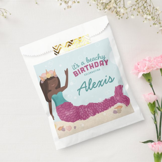 Beachy Birthday Mermaid Favour Box Pink Teal Bags (Sealed)