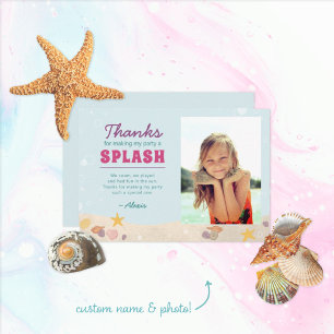 Beachy Birthday Mermaid Thank You Purple Pink Blue Card