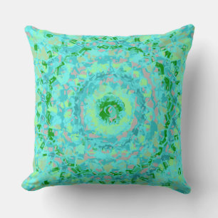 Beachy Blue and Green Abstract Cushion