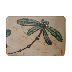Beachy Blue and Green Dragonfly Flit Bath Mat