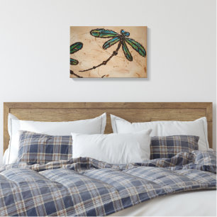 Beachy Blue and Green Dragonfly Flit Canvas Print