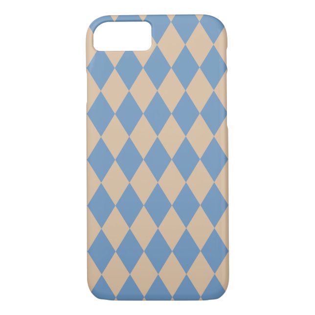 Beachy Blue and Tan Harlequin Case-Mate iPhone Case (Back)
