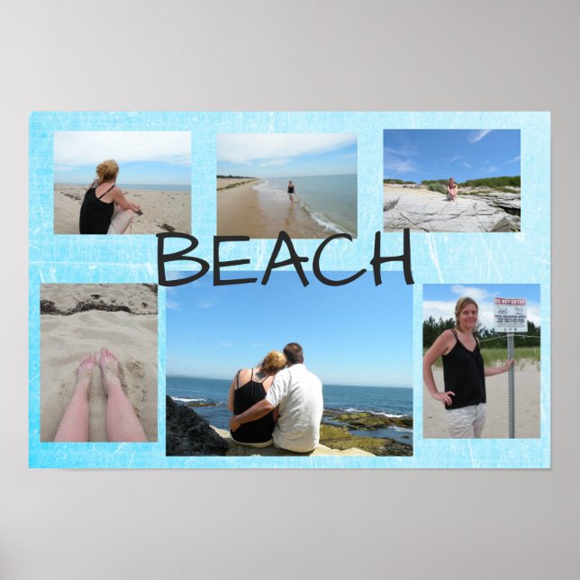 Beachy Blue Multi Picture Personalised Poster (Front)