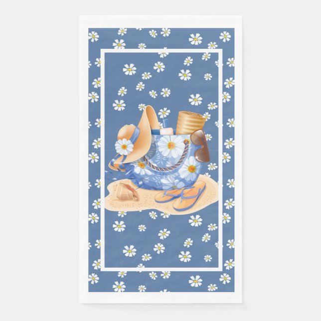 Beachy Blue Paper Guest Towels Napkin (Front)