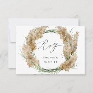 Beachy Boho Pampas Grass w Meal RSVP 2 Card