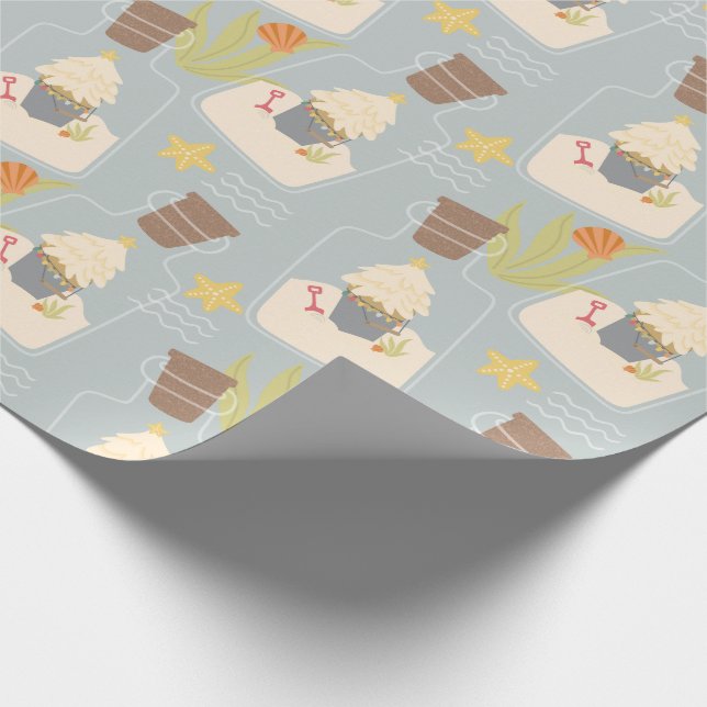 Beachy Christmas Sand Pail  Wrapping Paper (Corner)