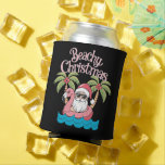 Beachy Christmas Tropical Vacation Santa Beach  Can Cooler<br><div class="desc">Beachy ChristmasTropical Vacation Santa Beach Lover Gift</div>