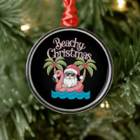 Beachy Christmas Tropical Vacation Santa Beach