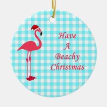 Beachy Flamingo Christmas Ornament