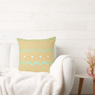 Beachy Green & Mustard Yellow Cushion