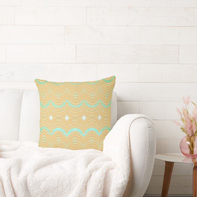 Beachy Green & Mustard Yellow Cushion (Couch)
