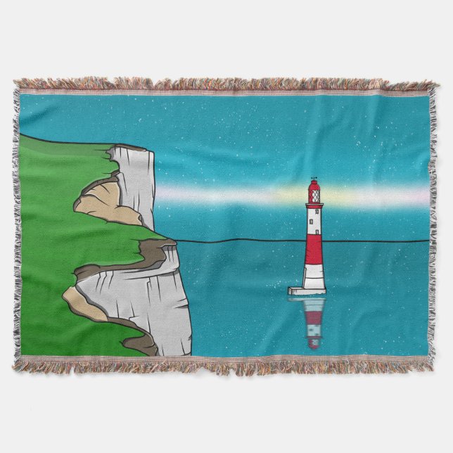 Beachy Head lighthouse English Channel Throw Blanket (Front)