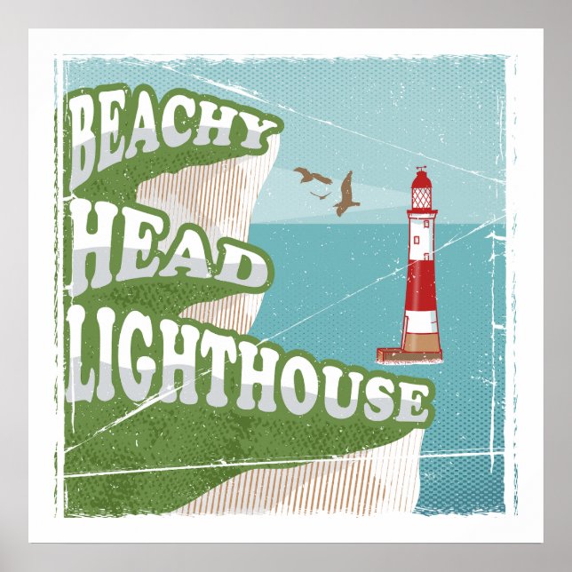 Beachy head lighthouse retro poster (Front)
