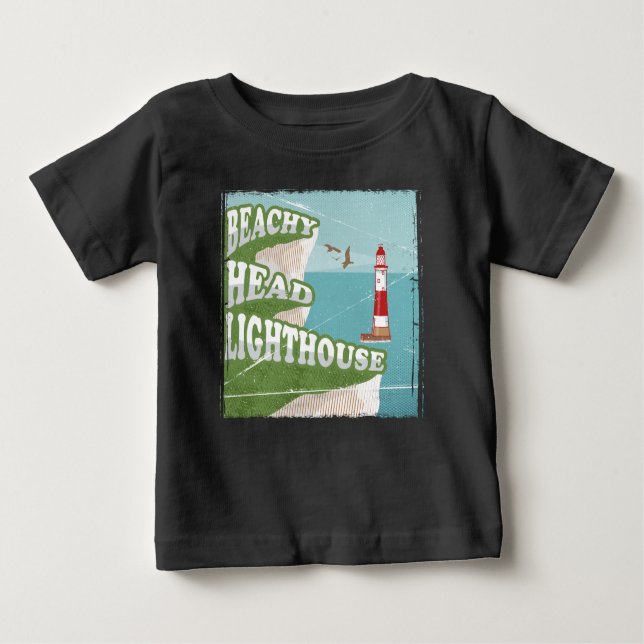 Beachy head lighthouse retro poster baby T-Shirt (Front)